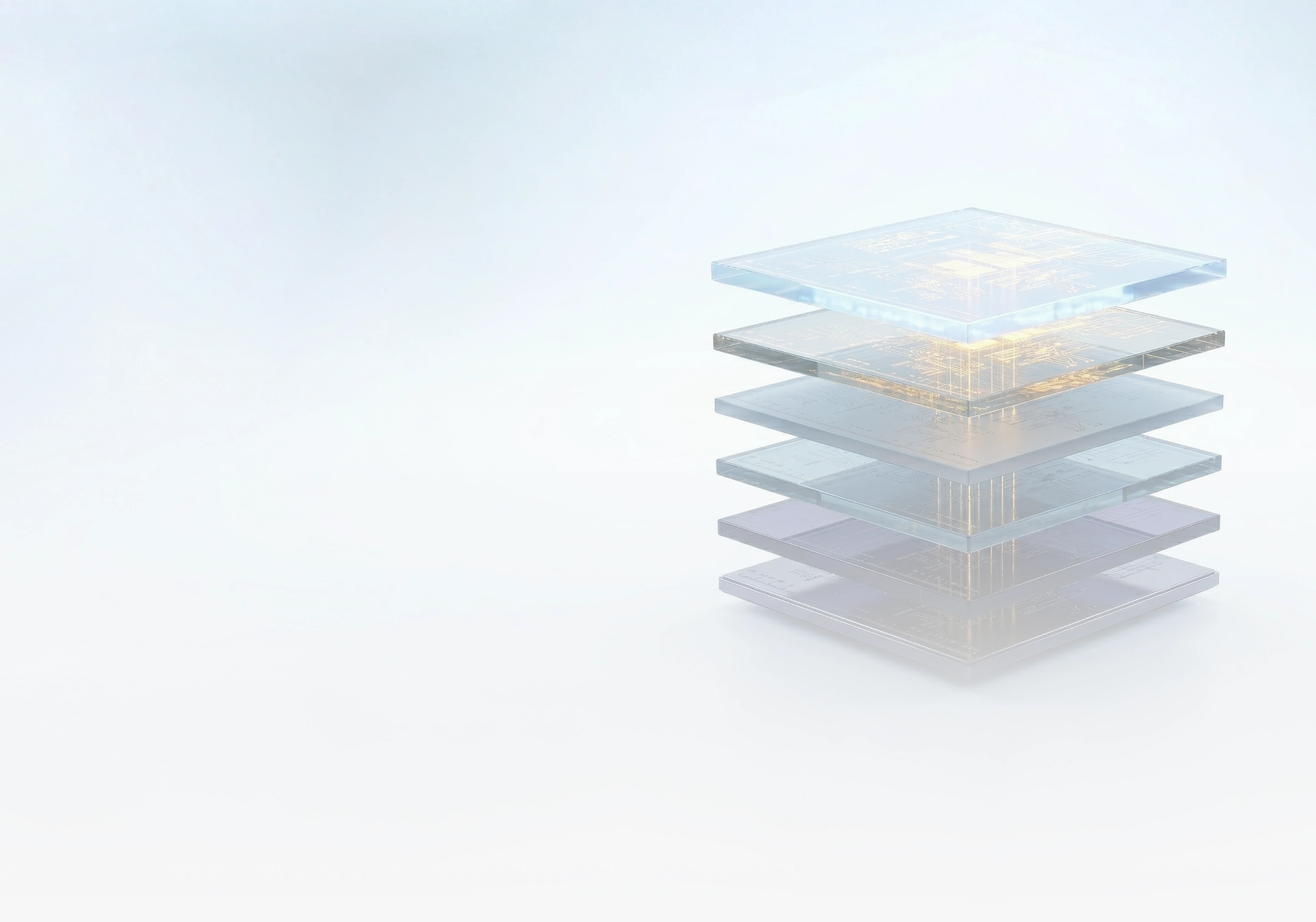 A layered glass structure representing BOVANCE's governance intelligence