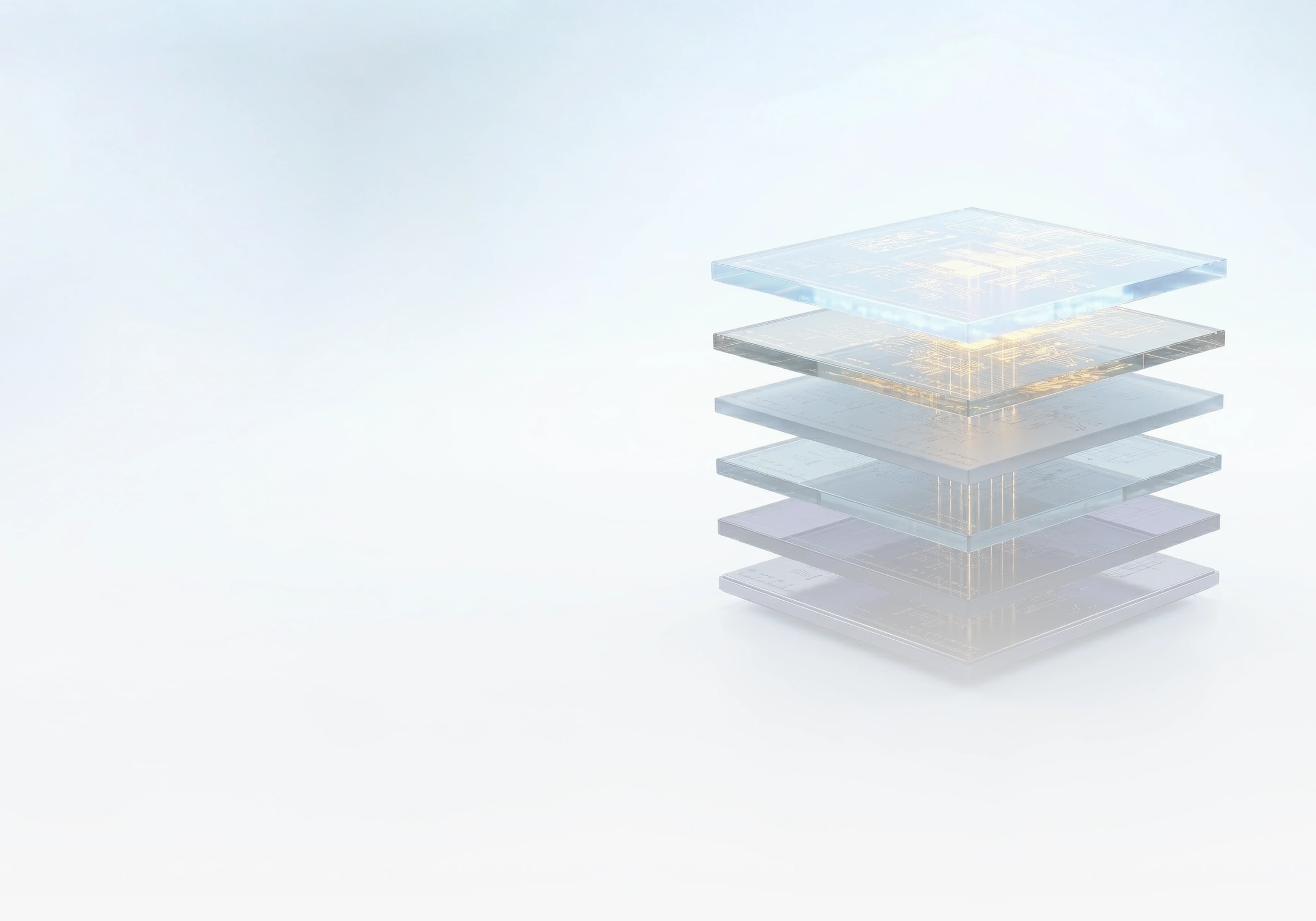 A layered glass structure representing Bovance's governance intelligence